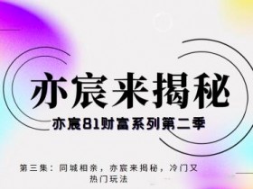 亦宸财富81系列第2季第3集:同城相亲,冷门又热门的玩法