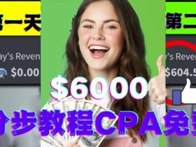 短时间赚6000美元分步教程CPA营销免费流量方法赚钱项目