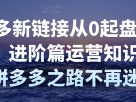 拼多多新链接从0起盘必须掌握,进阶篇运营知识!让你拼多多之路不再迷茫