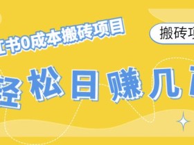 【搬砖项目】小红书0成本搬砖项目,轻松日赚几百+
