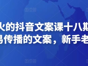 有嘴就能火的抖音文案课十八期:轻松写出爆款+易传播的文案,新手老手都适合