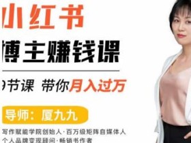 9节小红书博主赚钱课,厦九九老师直播录制亲授,带你入门小红书,月入过万