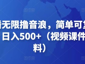 抖音直播无限撸音浪,简单可复制,偏门玩法,日入500+(视频课件+核心资料)