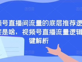 视频号直播间流量的底层推荐逻辑到底是啥,视频号直播流量逻辑关键解析
