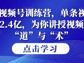 第14期21天视频号训练营,单条视频播放量2.4亿,为你讲授视频号的“道”与“术”!