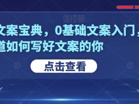 快速文案宝典,0基础文案入门,给不知道如何写好文案的你