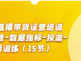 2022直播带货运营培训班:起号-数据指标-投流-主播训练(15节)