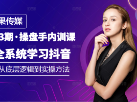 【大果传媒】第23期·操盘手内训课,全系统学习抖音,从底层逻辑到实操方法