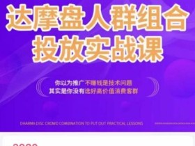 阿呆电商·达摩盘人群组合投放实战课,你以为推广不赚钱是技术问题,其实是你没有选好高价值消费客群