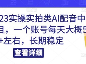 小淘2023实操实拍类AI配音中视频项目,一个账号每天大概50+左右,长期稳定