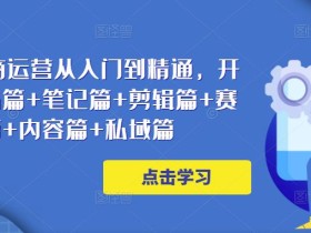 小红书电商运营从入门到精通,开店篇+选品篇+笔记篇+剪辑篇+赛道篇+内容篇+私域篇