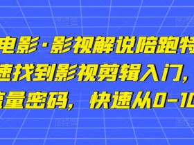 猫腻讲电影·影视解说陪跑特训班,帮你快速找到影视剪辑入门,快速掌握流量密码,快速从0-100W