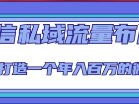 微信私域流量布局课程,打造一个年入百万的微信【7节视频课】