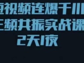 短视频连爆千川三频共振实战课,针对千川如何投放,视频如何打爆专门讲解