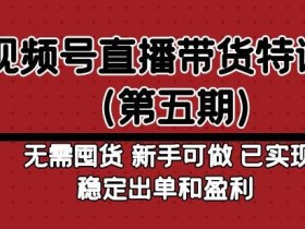 视频号直播带货特训营(第五期)无需囤货,新手可做,已实现稳定出单和盈利