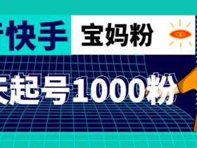 抖音快手三天起号涨粉1000宝妈粉丝的核心方法【详细玩法教程】
