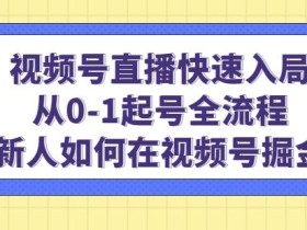 视频号直播快速入局:从0-1起号全流程,新人如何在视频号掘金
