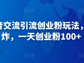 抖音语音交流引流创业粉玩法,流量爆炸,一天创业粉100+