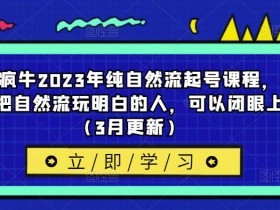 久久疯牛2023年纯自然流起号课程,老杨是把自然流玩明白的人,可以闭眼上车(3月更新)