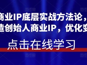 创始人商业IP底层实战方法论,用商业思维打造创始人商业IP,优化变现模式
