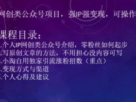 小淘2023网创类公众号项目,强IP强变现,可操作一辈子