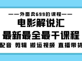 外面卖699的电影解说汇最新最全最干课程:电影配音剪辑搬运视频直播带货
