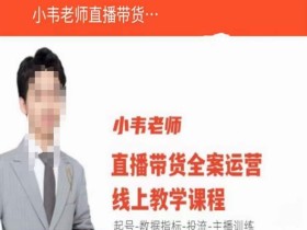 小韦老师直播带货运营线上教学,起号-数据指标-投流-主播训练