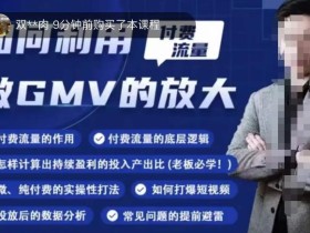 如何利用付费流量GMV的放大,微付费、纯付费的实操型打法