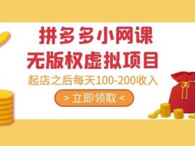 黄岛主·拼多多小网课无版权虚拟项目分享课:起店之后每天100-200收入