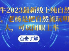 久久疯牛2023最新线上纯自然流起号课程,老杨是把自然流玩明白的人,可以闭眼上车