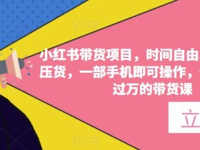 小红书带货项目,时间自由、零门槛无压货,一部手机即可操作,普通人月收过万的带货课