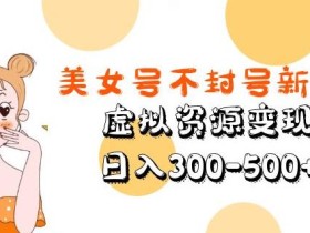 美女号不封号新玩法,虚拟资源变现,日入300-500+