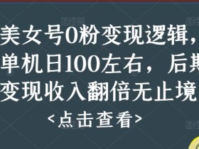 美女号0粉变现逻辑,单机日100左右,后期变现收入翻倍无止境(揭秘)