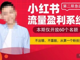 小红书流量盈利系统(第二期急速版),不出境,不露脸,轻松把流量变成米