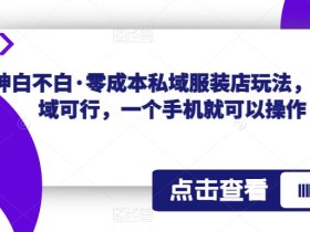 绅白不白·零成本私域服装店玩法,多领域可行,一个手机就可以操作