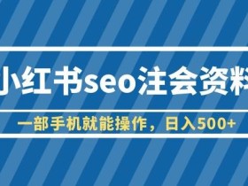 小红书seo注会资料,一部手机就能操作,日入500+(教程+资料)【揭秘】