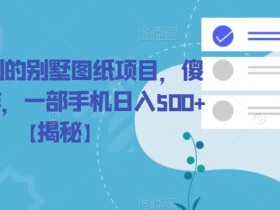 冷门暴利的别墅图纸项目,傻瓜式操作,一部手机日入500+【揭秘】