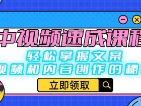 中视频速成课程:轻松掌握文案、视频和内容创作的秘诀