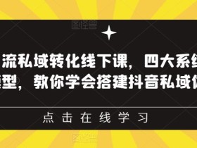 抖音引流私域转化线下课,四大系统,13种模型,教你学会搭建抖音私域体系