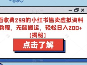 外面收费299的小红书售卖虚拟资料的教程,无脑搬运,轻松日入200+【揭秘】