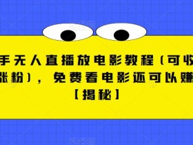 快手无人直播放电影教程(可收徒+涨粉),免费看电影还可以赚钱【揭秘】
