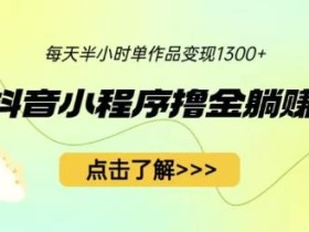最新抖音小程序撸金躺赚项目,一部手机每天半小时,单个作品变现1300+【揭秘】