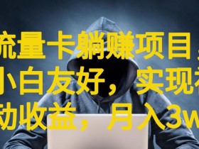 流量卡躺赚项目,小白友好,开设后台,实现被动收益,只要出卡,就能一直赚钱,利润高昂【揭秘】