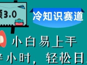 中视频3.0.冷知识赛道:每天半小时,轻松日赚300+【揭秘】