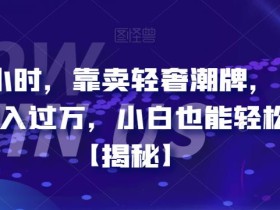 每天两小时,靠卖轻奢潮牌,日入过千,月入过万,小白也能轻松上手【揭秘】
