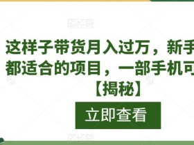 这样子带货月入过万,新手小白都适合的项目,一部手机可操作【揭秘】