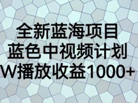 全新蓝海项目,蓝色中视频计划,1W播放量1000+【揭秘】