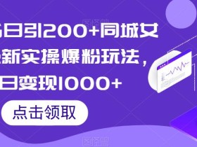 小红书日引200+同城女粉,最新实操爆粉玩法,单日变现1000+【揭秘】