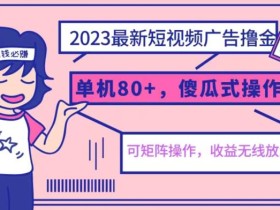 2023最新玩法短视频广告撸金,亲测单机收益80+,可矩阵,傻瓜式操作,小白可上手【揭秘】