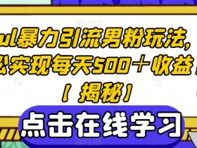 Soul暴力引流男粉玩法,轻松实现每天500+收益!【揭秘】